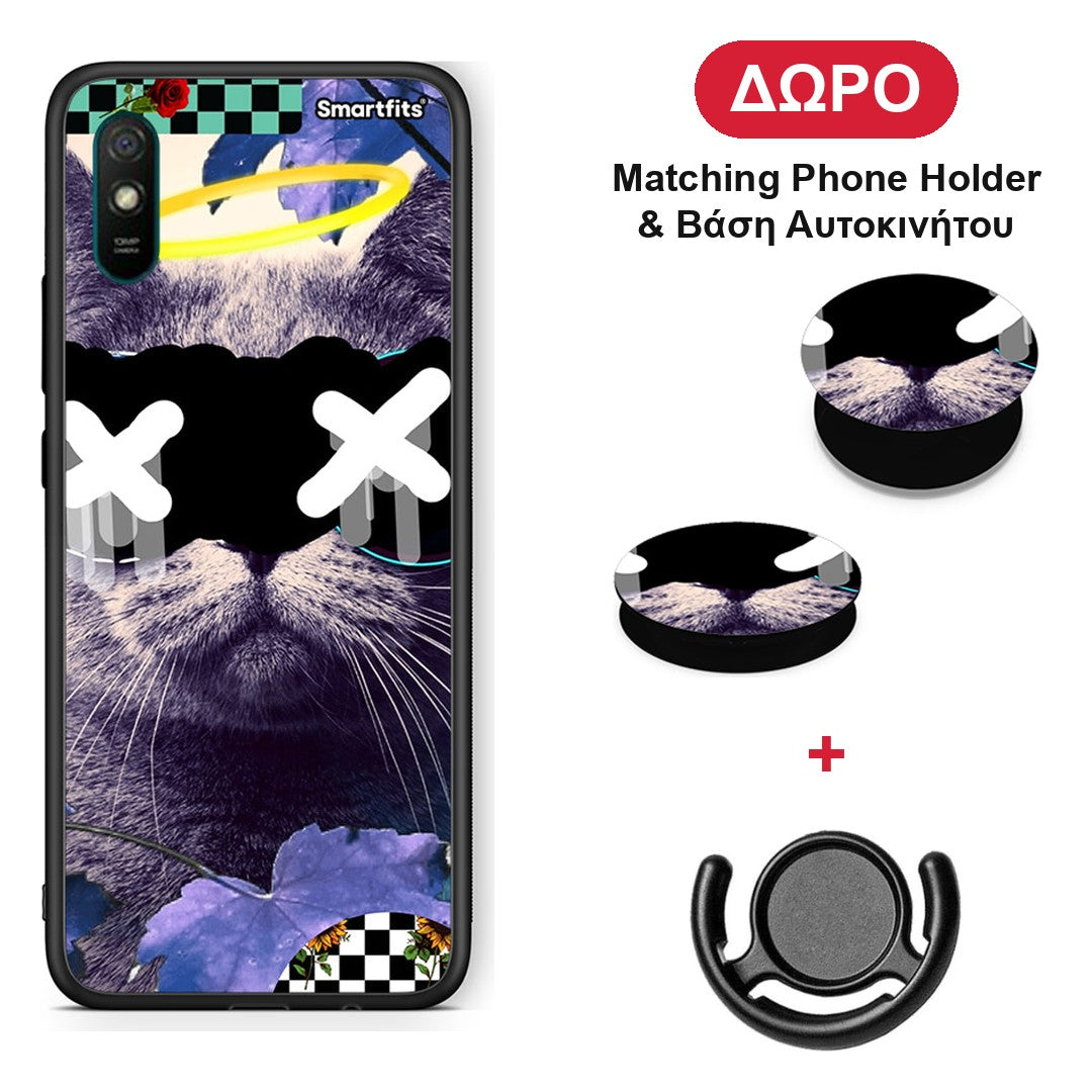 Cat Collage - Xiaomi Redmi 9A / 9AT θήκη + Δώρο Phone Holder & Βάση Αυτοκινήτου