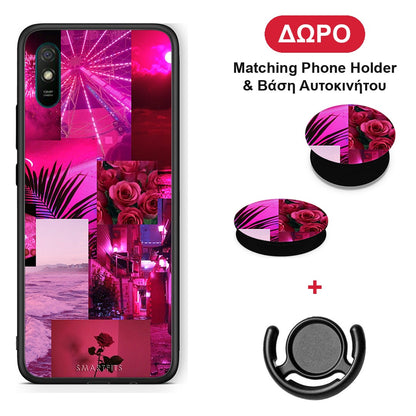 Collage Red Roses - Xiaomi Redmi 9A / 9AT θήκη + Δώρο Phone Holder & Βάση Αυτοκινήτου