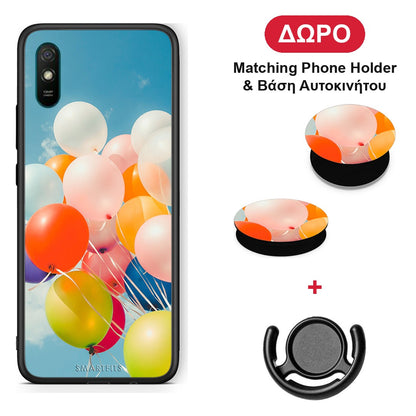 Colorful Balloons - Xiaomi Redmi 9A / 9AT θήκη + Δώρο Phone Holder & Βάση Αυτοκινήτου