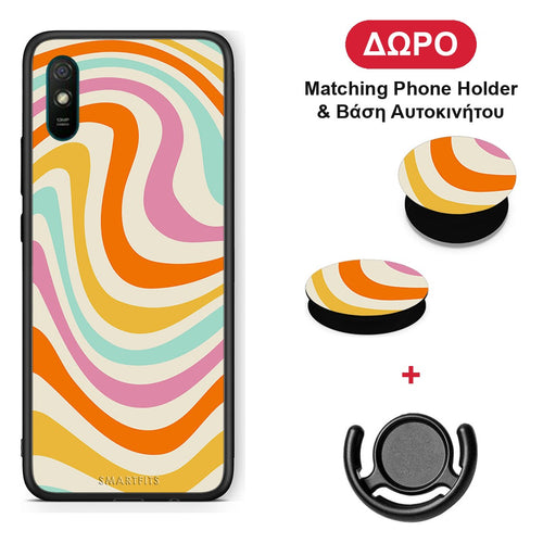 Colourful Waves - Xiaomi Redmi 9A / 9AT θήκη + Δώρο Phone Holder & Βάση Αυτοκινήτου