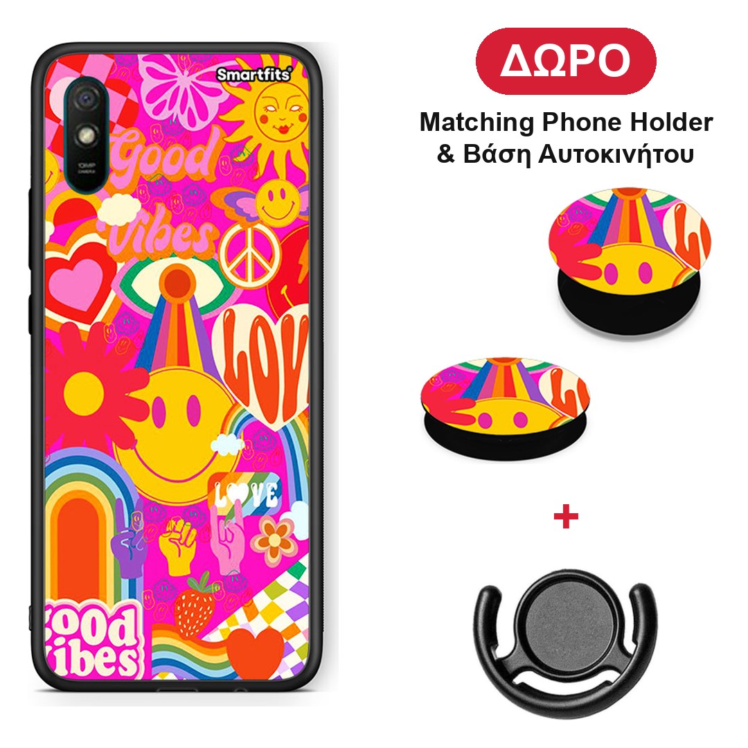 Hippie Love - Xiaomi Redmi 9A / 9AT θήκη + Δώρο Phone Holder & Βάση Αυτοκινήτου