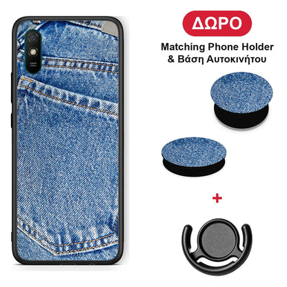 Jeans Pocket - Xiaomi Redmi 9A / 9AT θήκη + Δώρο Phone Holder & Βάση Αυτοκινήτου