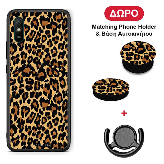 Animal Leopard - Xiaomi Redmi 9A / 9AT θήκη + Δώρο Phone Holder & Βάση Αυτοκινήτου
