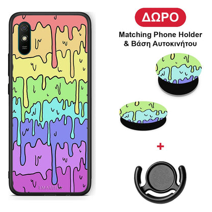 Melting Rainbow - Xiaomi Redmi 9A / 9AT θήκη + Δώρο Phone Holder & Βάση Αυτοκινήτου