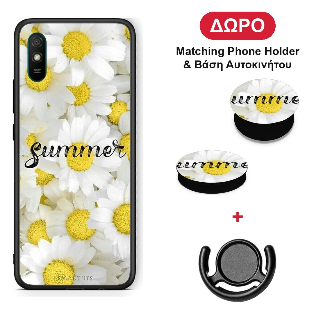Summer Daisies - Xiaomi Redmi 9A / 9AT θήκη + Δώρο Phone Holder & Βάση Αυτοκινήτου