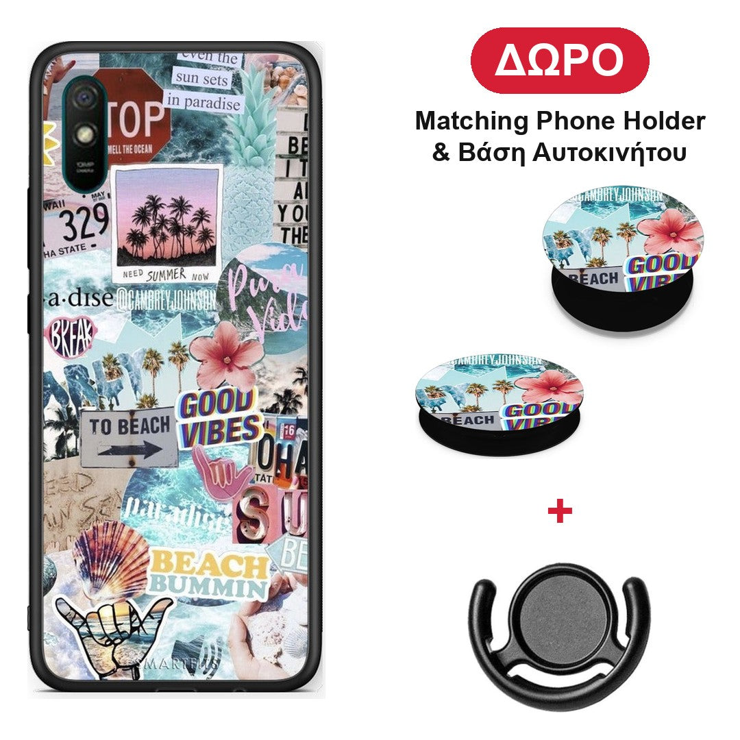Summer Vibes - Xiaomi Redmi 9A / 9AT θήκη + Δώρο Phone Holder & Βάση Αυτοκινήτου