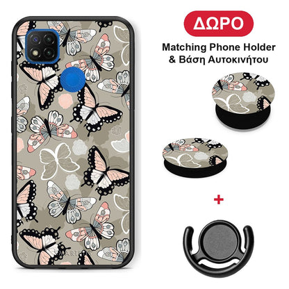 Boho Butterflies - Xiaomi Redmi 9C θήκη + Δώρο Phone Holder & Βάση Αυτοκινήτου