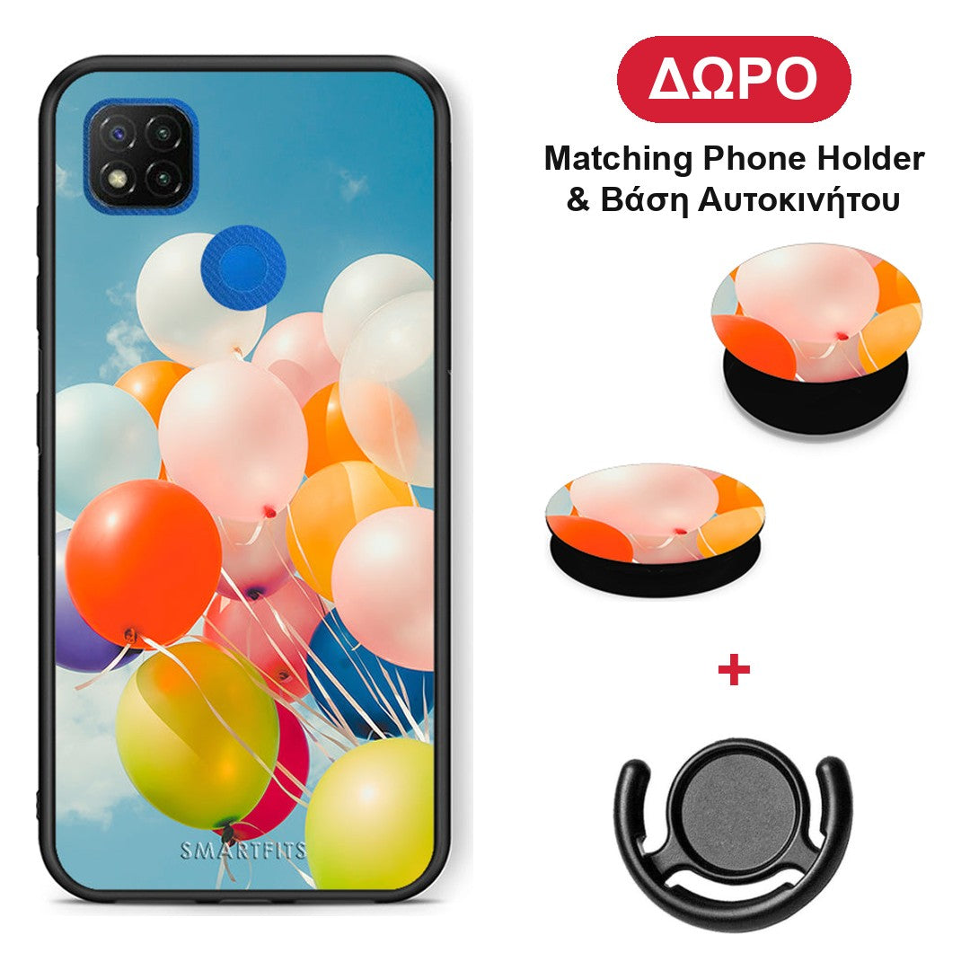 Colorful Balloons - Xiaomi Redmi 9C θήκη + Δώρο Phone Holder & Βάση Αυτοκινήτου