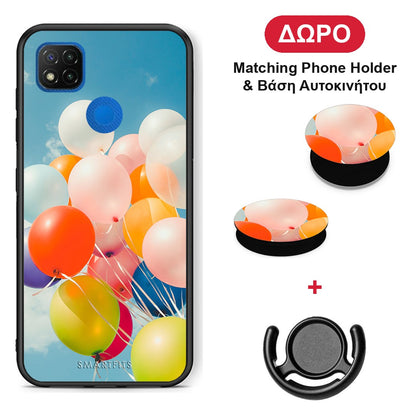 Colorful Balloons - Xiaomi Redmi 9C θήκη + Δώρο Phone Holder & Βάση Αυτοκινήτου