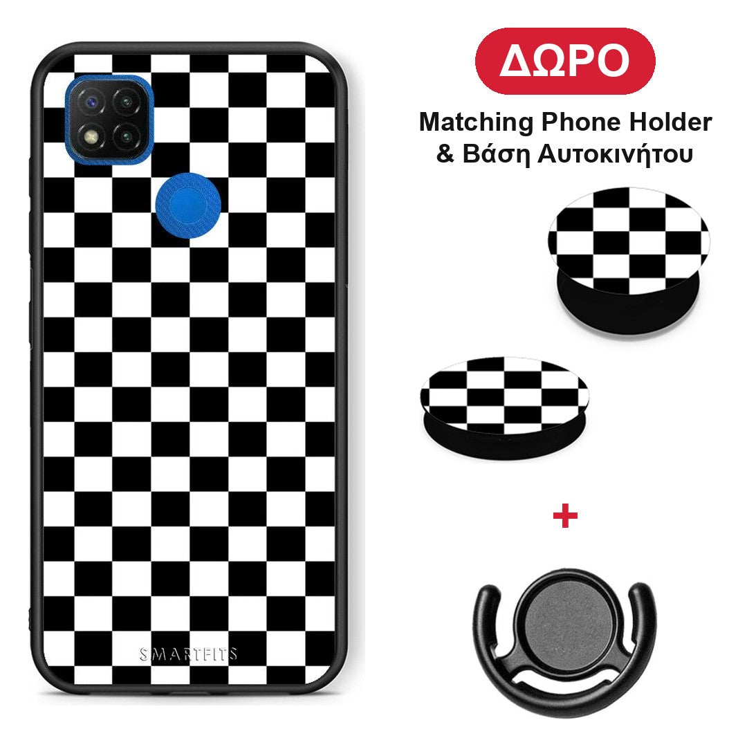 Geometric Squares - Xiaomi Redmi 9C θήκη + Δώρο Phone Holder & Βάση Αυτοκινήτου