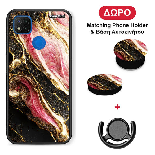 Glamorous Pink Marble - Xiaomi Redmi 9C θήκη + Δώρο Phone Holder & Βάση Αυτοκινήτου