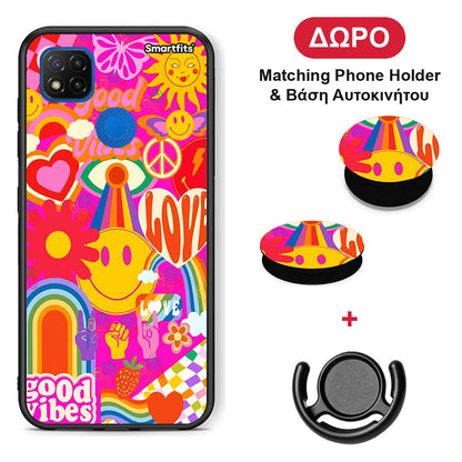 Hippie Love - Xiaomi Redmi 9C θήκη + Δώρο Phone Holder & Βάση Αυτοκινήτου
