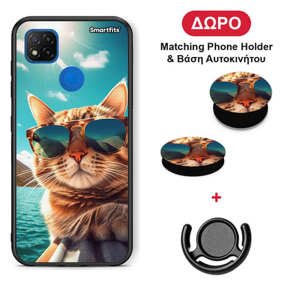 Summer Cat - Xiaomi Redmi 9C θήκη + Δώρο Phone Holder & Βάση Αυτοκινήτου