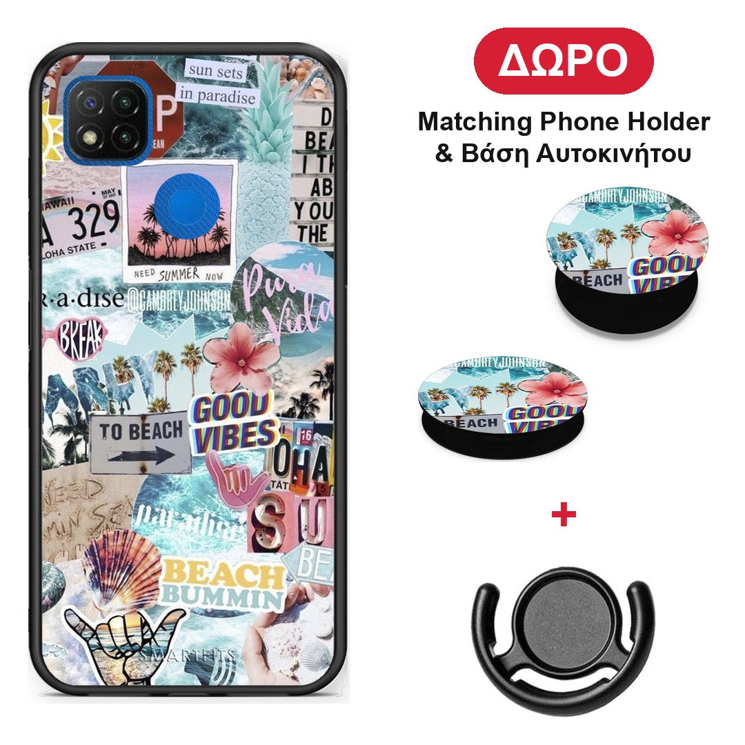 Summer Vibes - Xiaomi Redmi 9C θήκη + Δώρο Phone Holder & Βάση Αυτοκινήτου
