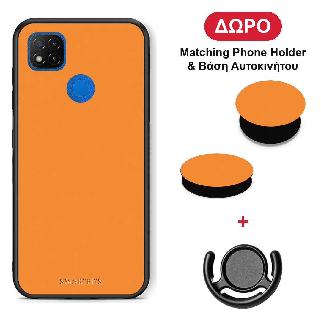 Tangerine Orange - Xiaomi Redmi 9C θήκη + Δώρο Phone Holder & Βάση Αυτοκινήτου