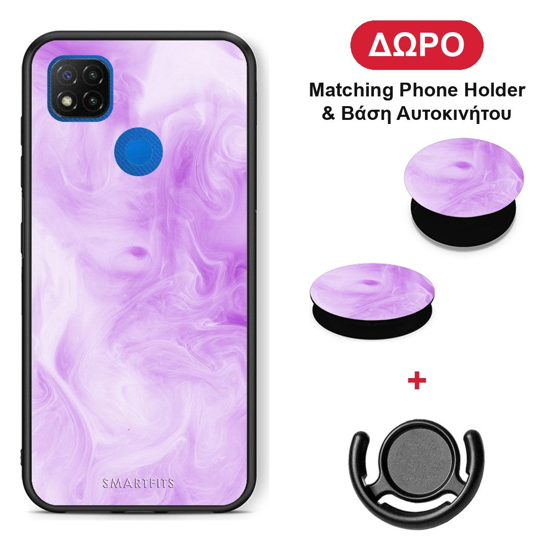 Watercolor Lavender - Xiaomi Redmi 9C θήκη + Δώρο Phone Holder & Βάση Αυτοκινήτου