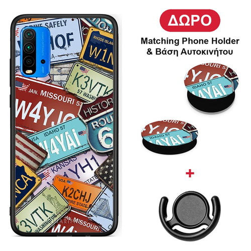 Car Plates - Xiaomi Redmi 9T θήκη + Δώρο Phone Holder & Βάση Αυτοκινήτου