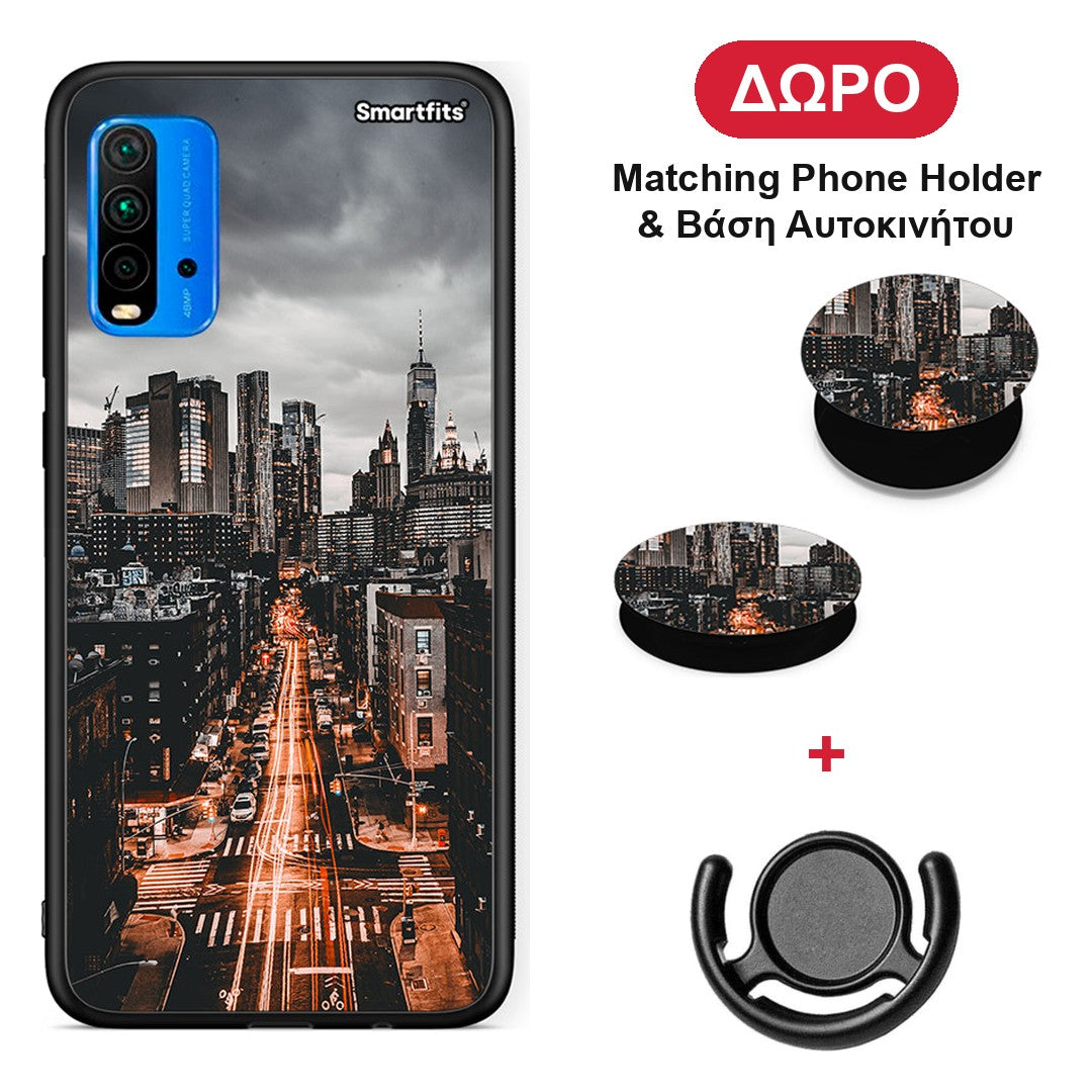 City Lights - Xiaomi Redmi 9T θήκη + Δώρο Phone Holder & Βάση Αυτοκινήτου