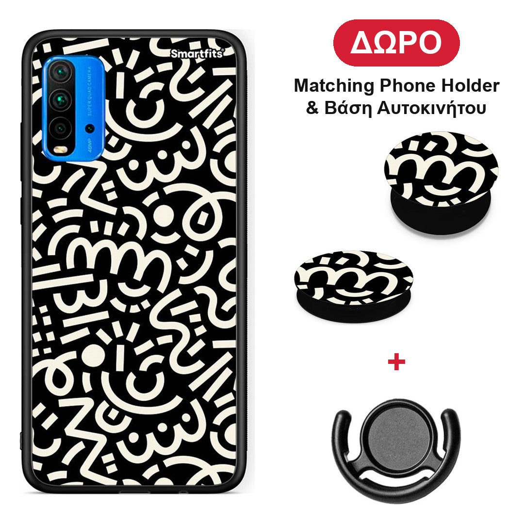 Doodle Art - Xiaomi Redmi 9T θήκη + Δώρο Phone Holder & Βάση Αυτοκινήτου