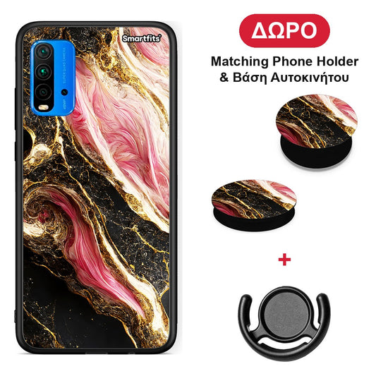 Glamorous Pink Marble - Xiaomi Redmi 9T θήκη + Δώρο Phone Holder & Βάση Αυτοκινήτου