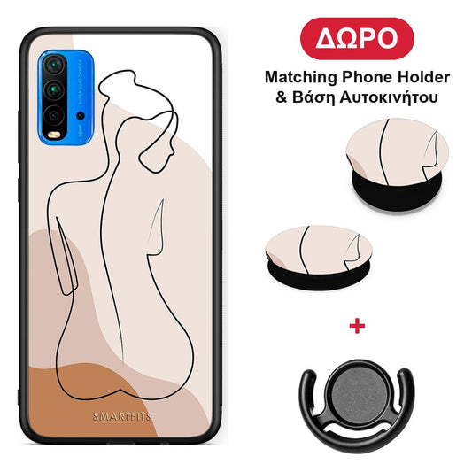 LineArt Woman - Xiaomi Redmi 9T θήκη + Δώρο Phone Holder & Βάση Αυτοκινήτου