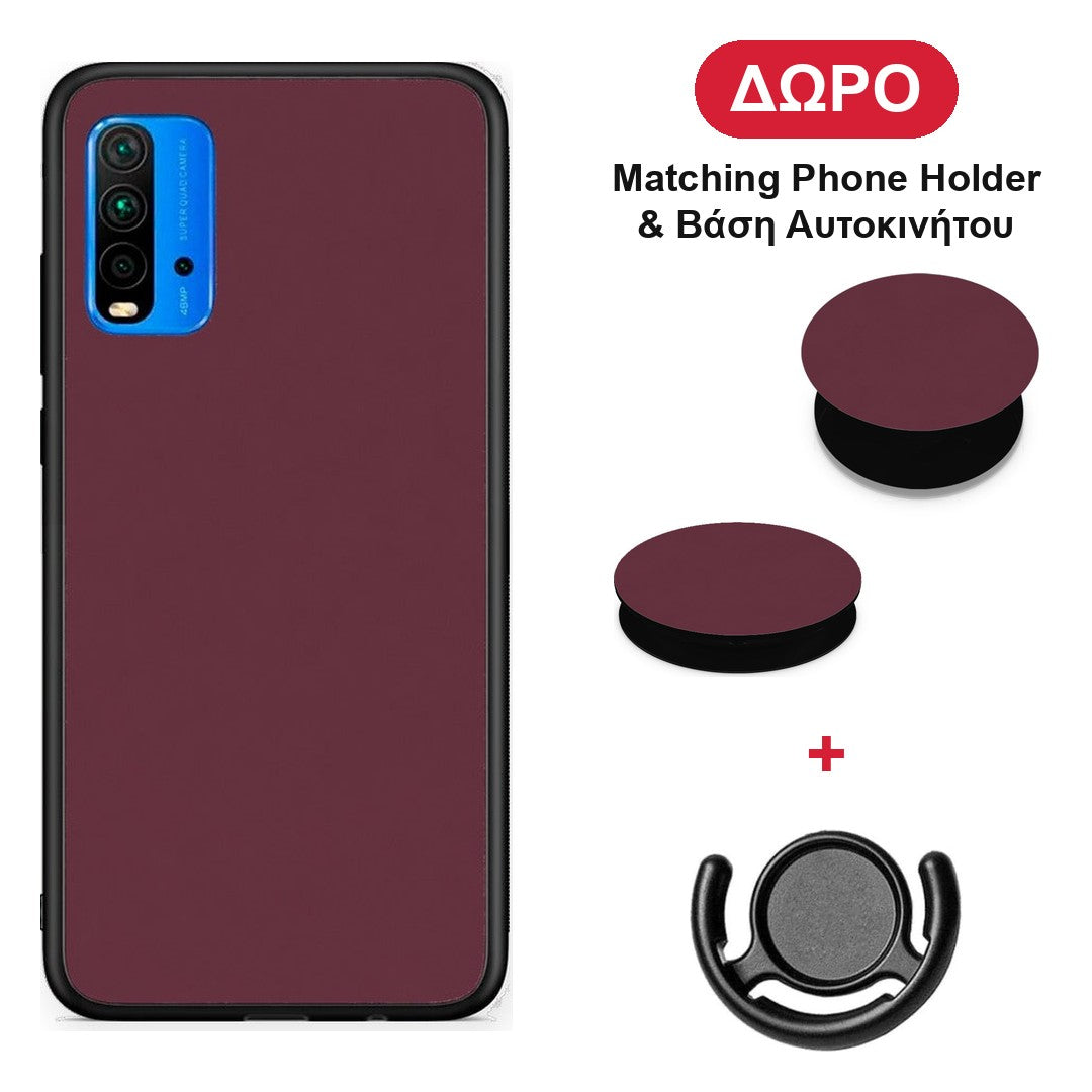 Muted Burgundy - Xiaomi Redmi 9T θήκη + Δώρο Phone Holder & Βάση Αυτοκινήτου