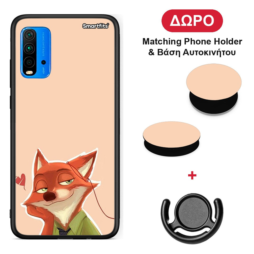 Nick Wilde And Judy Hopps Love 1 - Xiaomi Redmi 9T θήκη + Δώρο Phone Holder & Βάση Αυτοκινήτου