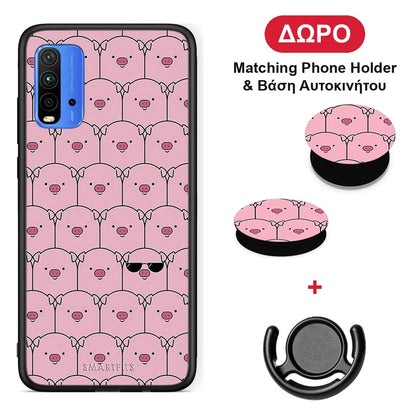 Pig Glasses - Xiaomi Redmi 9T θήκη + Δώρο Phone Holder & Βάση Αυτοκινήτου