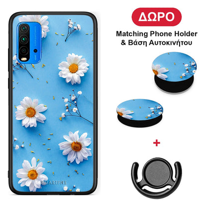 Real Daisies - Xiaomi Redmi 9T θήκη + Δώρο Phone Holder & Βάση Αυτοκινήτου