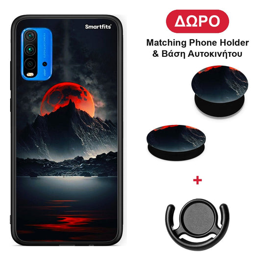 Red Full Moon - Xiaomi Redmi 9T θήκη + Δώρο Phone Holder & Βάση Αυτοκινήτου