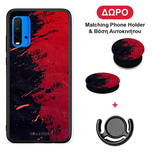 Red Paint - Xiaomi Redmi 9T θήκη + Δώρο Phone Holder & Βάση Αυτοκινήτου