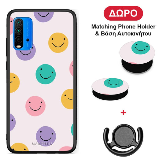 Smiley Faces - Xiaomi Redmi 9T θήκη + Δώρο Phone Holder & Βάση Αυτοκινήτου