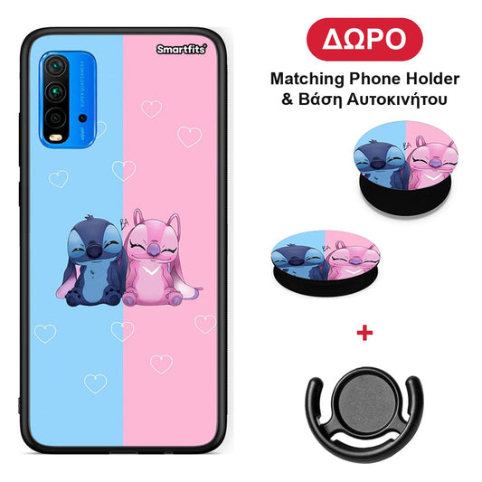 Stitch And Angel - Xiaomi Redmi 9T θήκη + Δώρο Phone Holder & Βάση Αυτοκινήτου