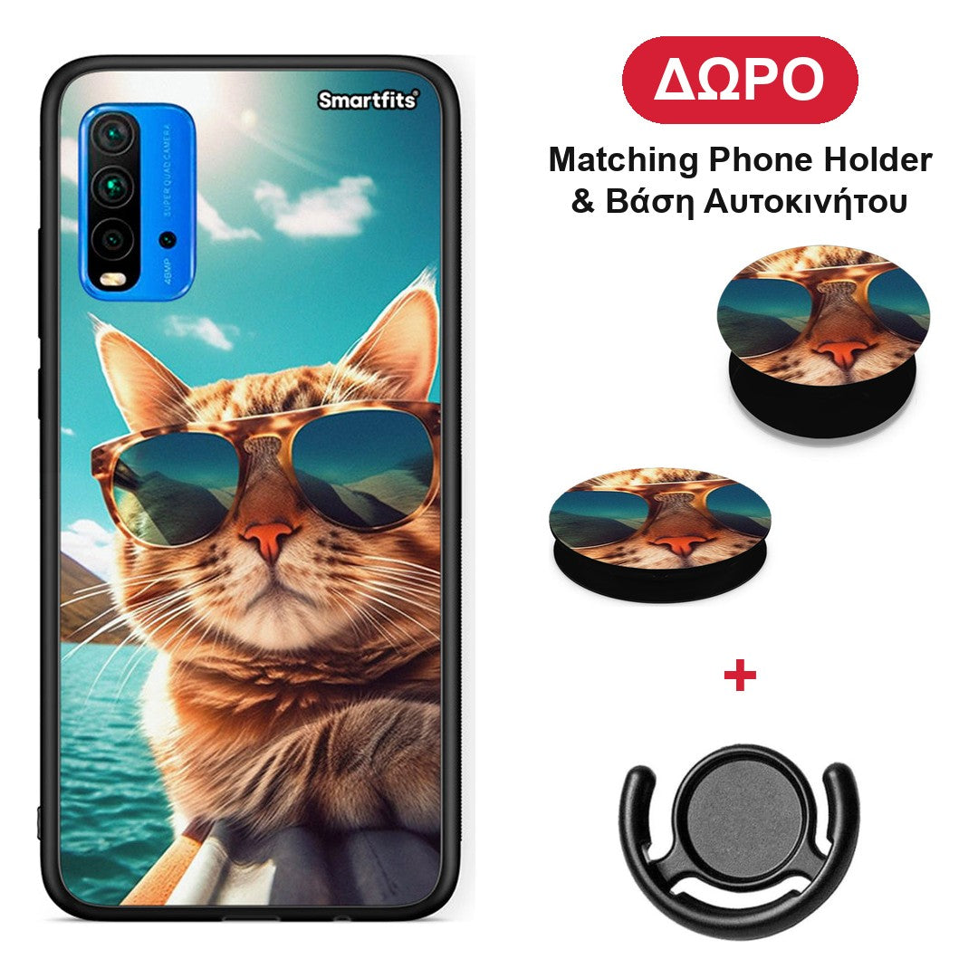 Summer Cat - Xiaomi Redmi 9T θήκη + Δώρο Phone Holder & Βάση Αυτοκινήτου