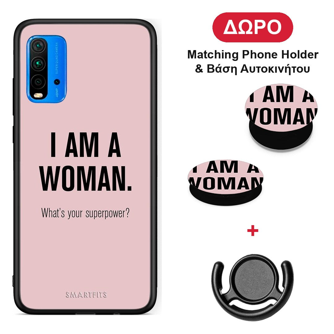 Superpower Woman - Xiaomi Redmi 9T θήκη + Δώρο Phone Holder & Βάση Αυτοκινήτου