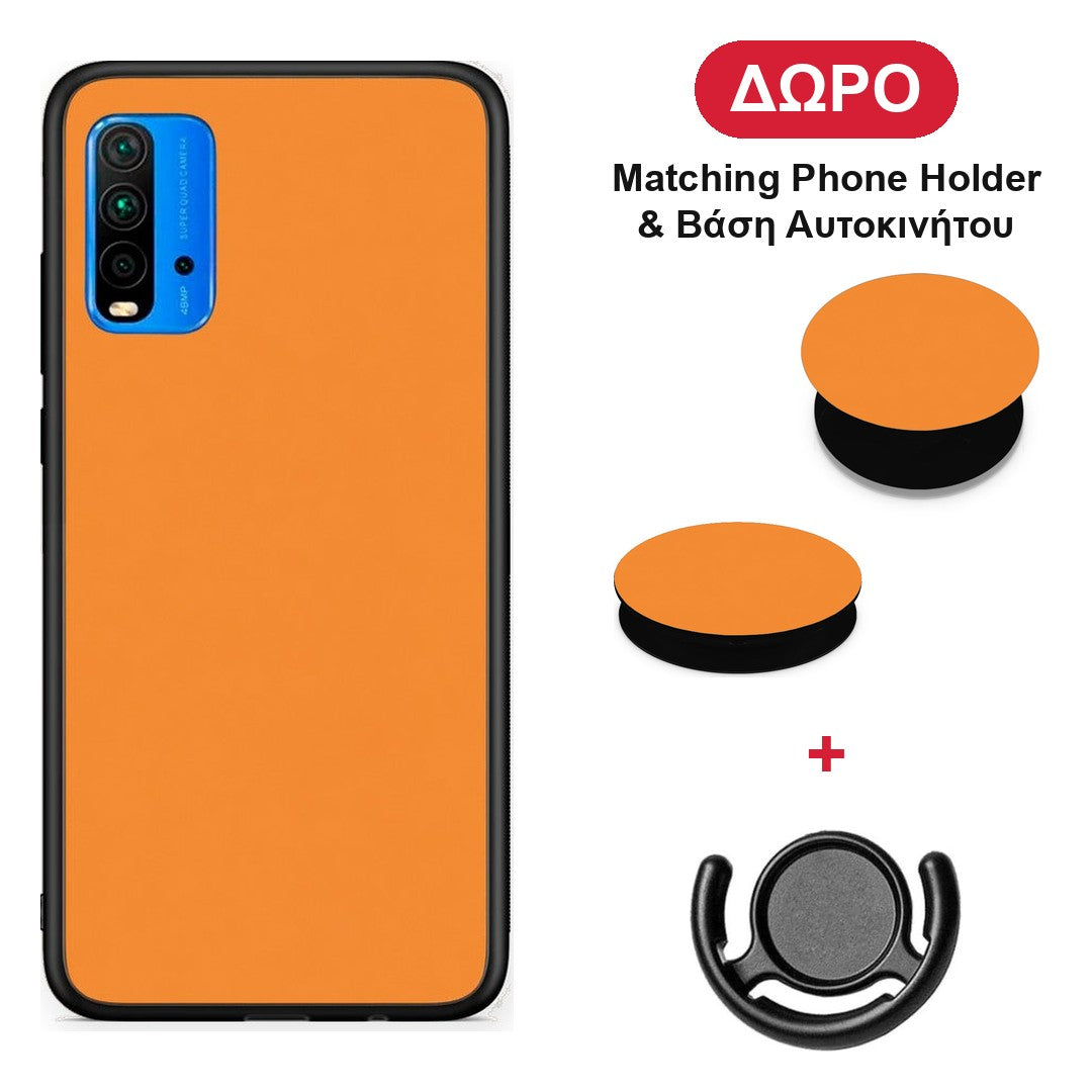 Tangerine Orange - Xiaomi Redmi 9T θήκη + Δώρο Phone Holder & Βάση Αυτοκινήτου