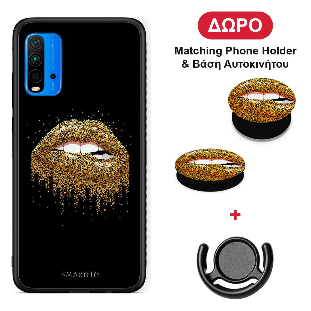Valentine Golden - Xiaomi Redmi 9T θήκη + Δώρο Phone Holder & Βάση Αυτοκινήτου