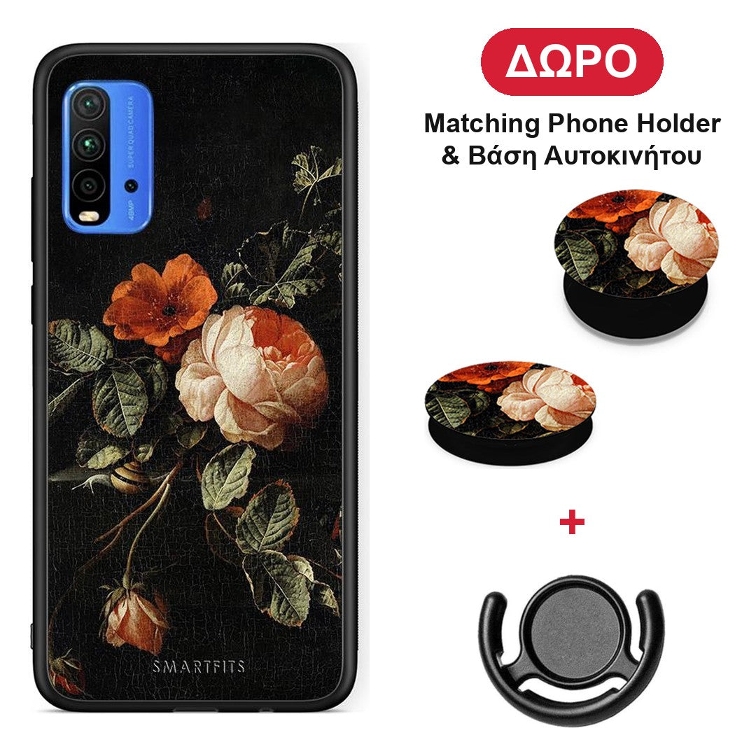 Vintage Roses - Xiaomi Redmi 9T θήκη + Δώρο Phone Holder & Βάση Αυτοκινήτου