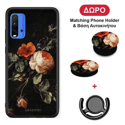 Vintage Roses - Xiaomi Redmi 9T θήκη + Δώρο Phone Holder & Βάση Αυτοκινήτου