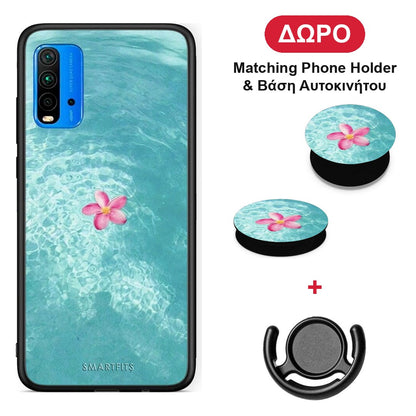Water Flower - Xiaomi Redmi 9T θήκη + Δώρο Phone Holder & Βάση Αυτοκινήτου