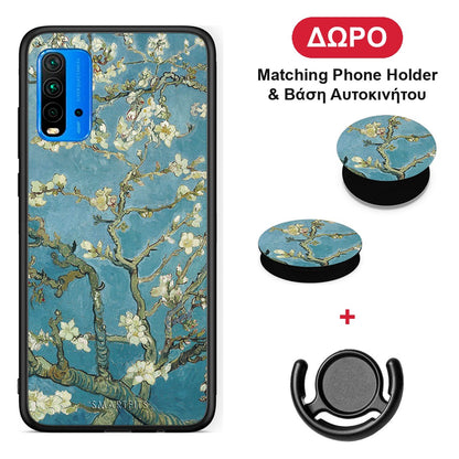 White Blossoms - Xiaomi Redmi 9T θήκη + Δώρο Phone Holder & Βάση Αυτοκινήτου