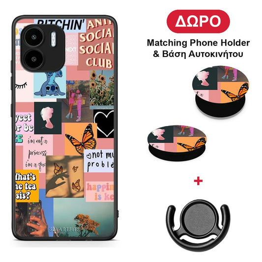 Collage Bitchin - Xiaomi Redmi A1 / A2 θήκη + Δώρο Phone Holder & Βάση Αυτοκινήτου