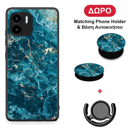 Marble Blue - Xiaomi Redmi A1 / A2 θήκη + Δώρο Phone Holder & Βάση Αυτοκινήτου