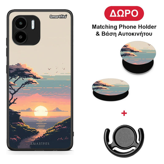 Pixel Sunset - Xiaomi Redmi A1 / A2 θήκη + Δώρο Phone Holder & Βάση Αυτοκινήτου
