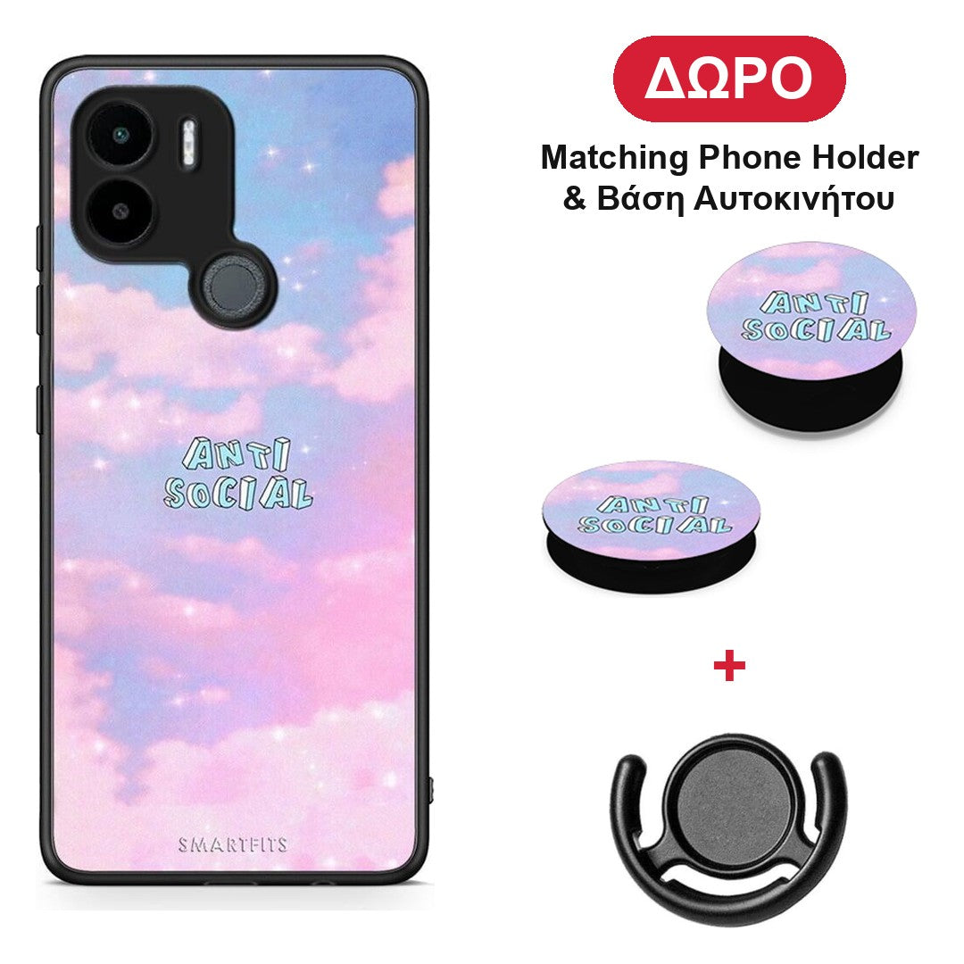 Anti Social - Xiaomi Redmi A1+ / A2+ θήκη + Δώρο Phone Holder & Βάση Αυτοκινήτου