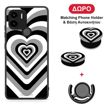 Black Hearts - Xiaomi Redmi A1+ / A2+ θήκη + Δώρο Phone Holder & Βάση Αυτοκινήτου