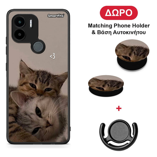 Cats In Love - Xiaomi Redmi A1+ / A2+ θήκη + Δώρο Phone Holder & Βάση Αυτοκινήτου