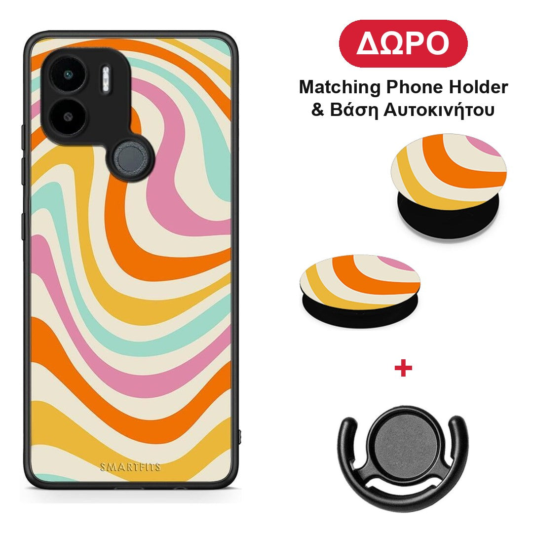 Colourful Waves - Xiaomi Redmi A1+ / A2+ θήκη + Δώρο Phone Holder & Βάση Αυτοκινήτου