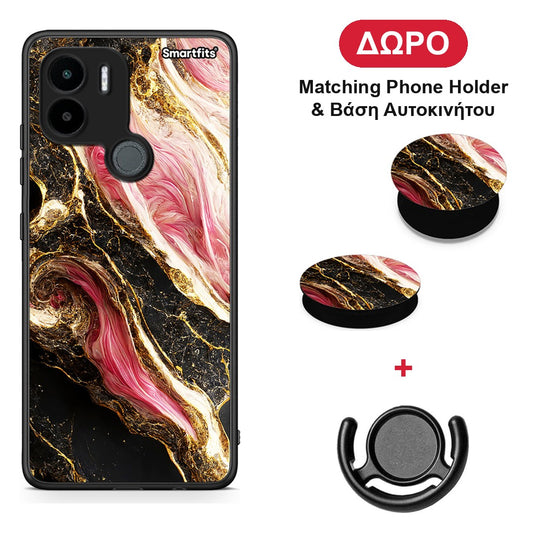Glamorous Pink Marble - Xiaomi Redmi A1+ / A2+ θήκη + Δώρο Phone Holder & Βάση Αυτοκινήτου