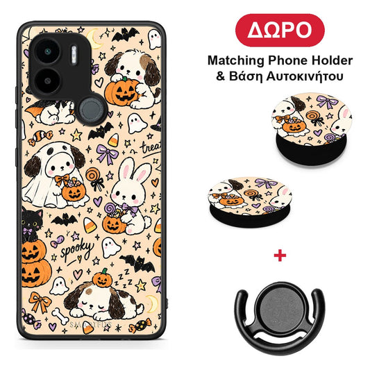 Halloween Puppies and Friends on Cream - Xiaomi Redmi A1+ / A2+ θήκη + Δώρο Phone Holder & Βάση Αυτοκινήτου